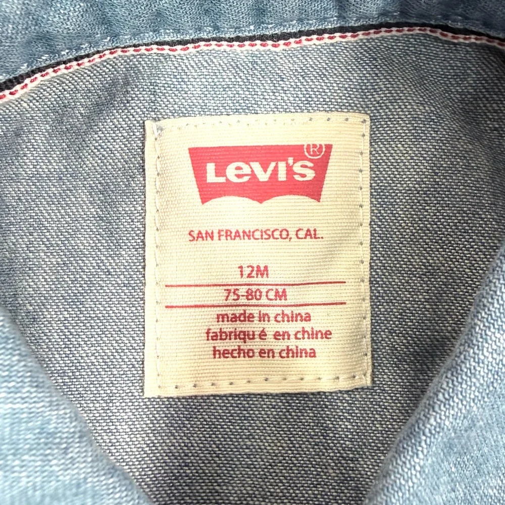 NWT‎ LEVIS Baby Western Chambray Button Down 12M Classic Americana Cowboy NEW